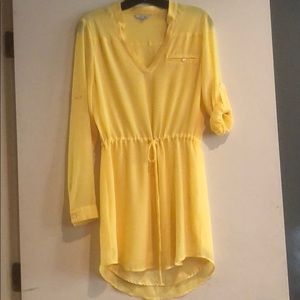 Pink Lily Boutique yellow drawstring waist dress